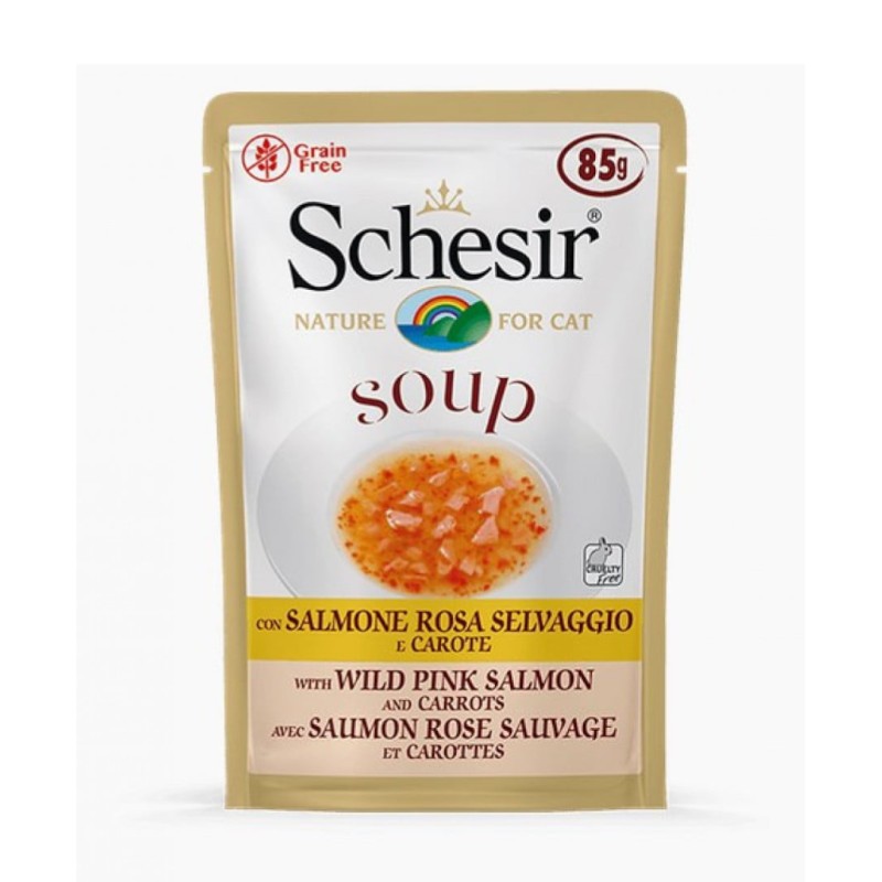 Schesir Cat Pouch Wild Pink Salmon and Carrots Soup