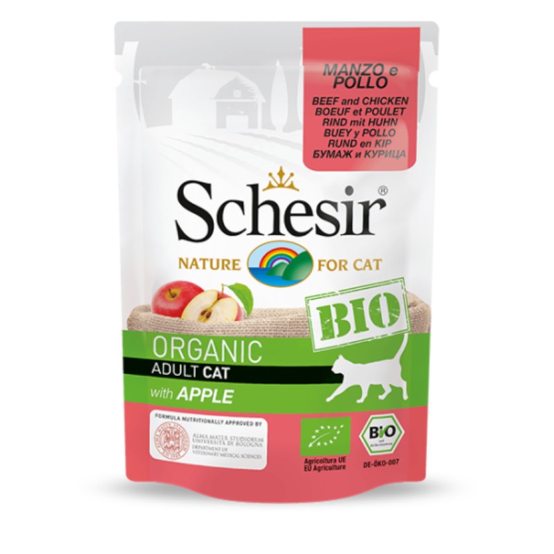 Schesir Bio Organic Cat Pouch Beef & Chicken with Apple